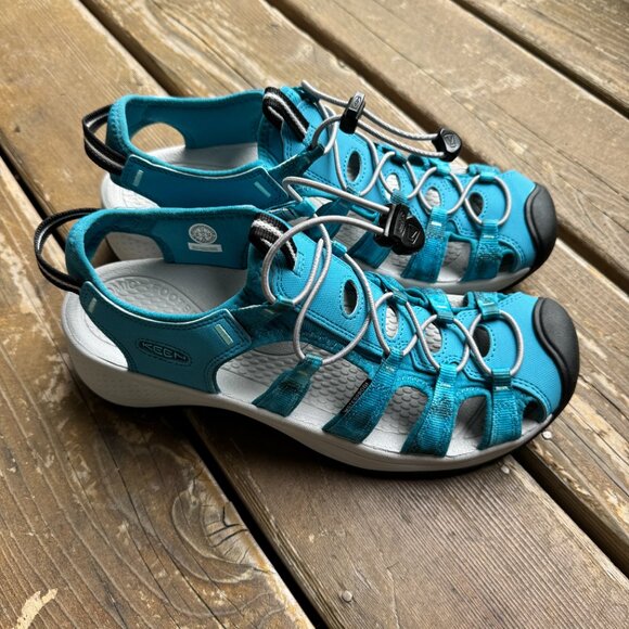 NWOT KEEN Astoria West Closed Toe Sport Sandals Blue/Tie Dye 592S0 - Size 11 - Picture 2 of 13